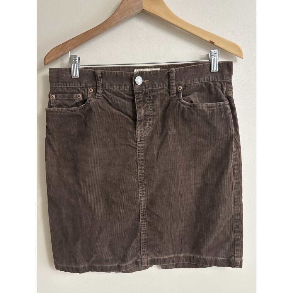 Old Navy Corduroy Mini Skirt Womens 6 Vintage Brown Short Y2K Stretch Cotton